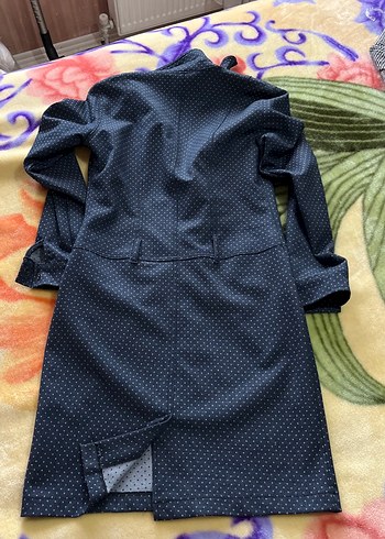 Düğmeli Uzun Lacivert elbise - Görsel 2