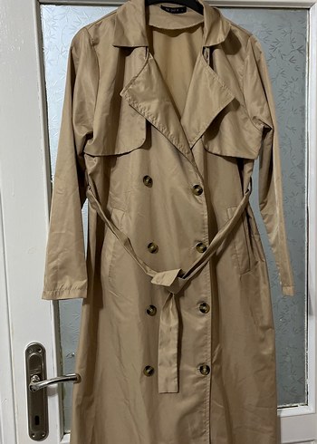 Bej  Kemerli Kadın Trençkot - Görsel 4