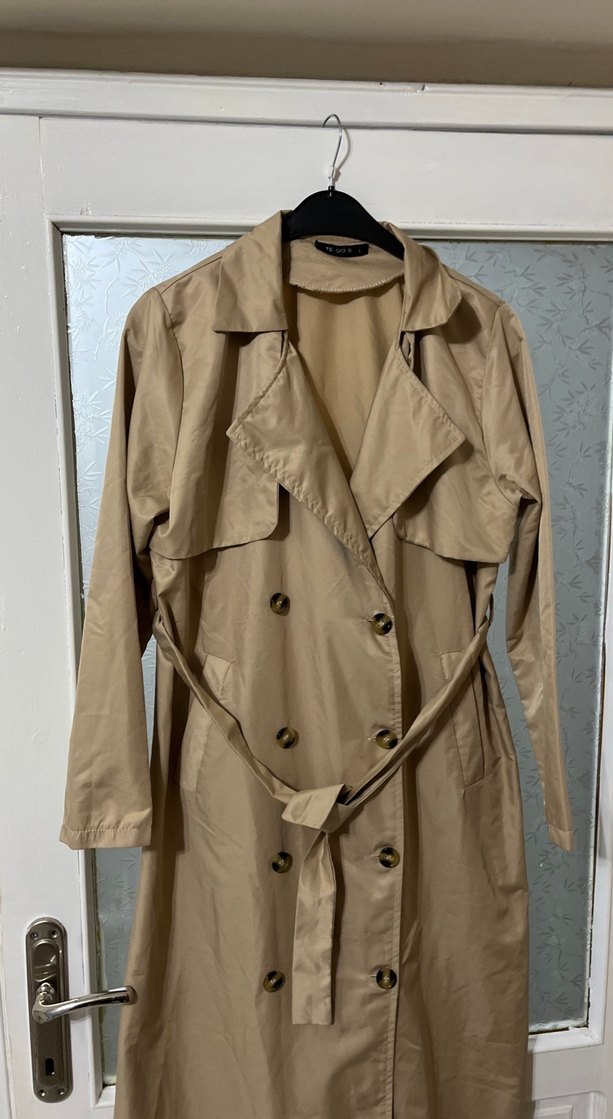 Bej  Kemerli Kadın Trençkot - Görsel 3