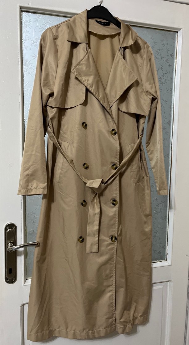 Bej  Kemerli Kadın Trençkot - Görsel 5