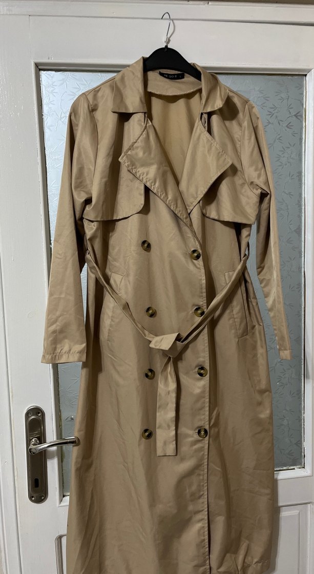 Bej  Kemerli Kadın Trençkot - Görsel 4