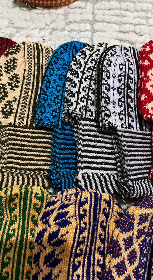 Çok Renkli Desenli  el örgüsü patik - Görsel 3