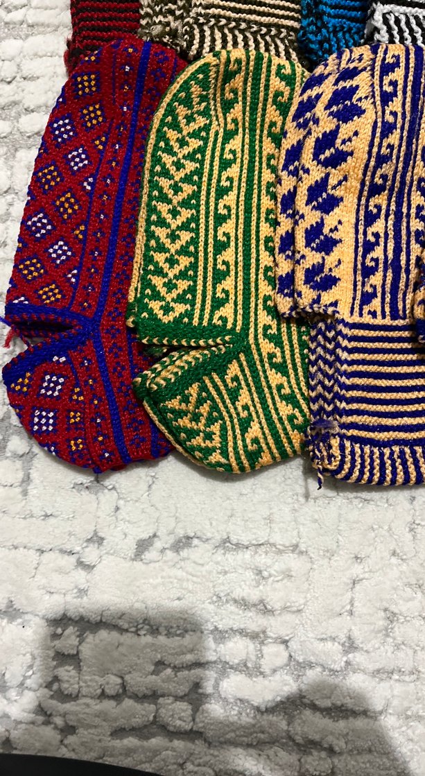 Çok Renkli Desenli  el örgüsü patik - Görsel 4