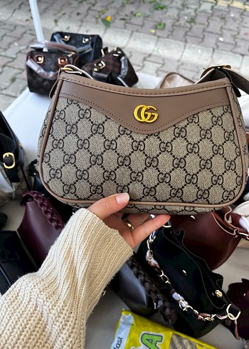 Kahverengi Deri Baskılı Kadın Omuz Çantası - Görsel 2