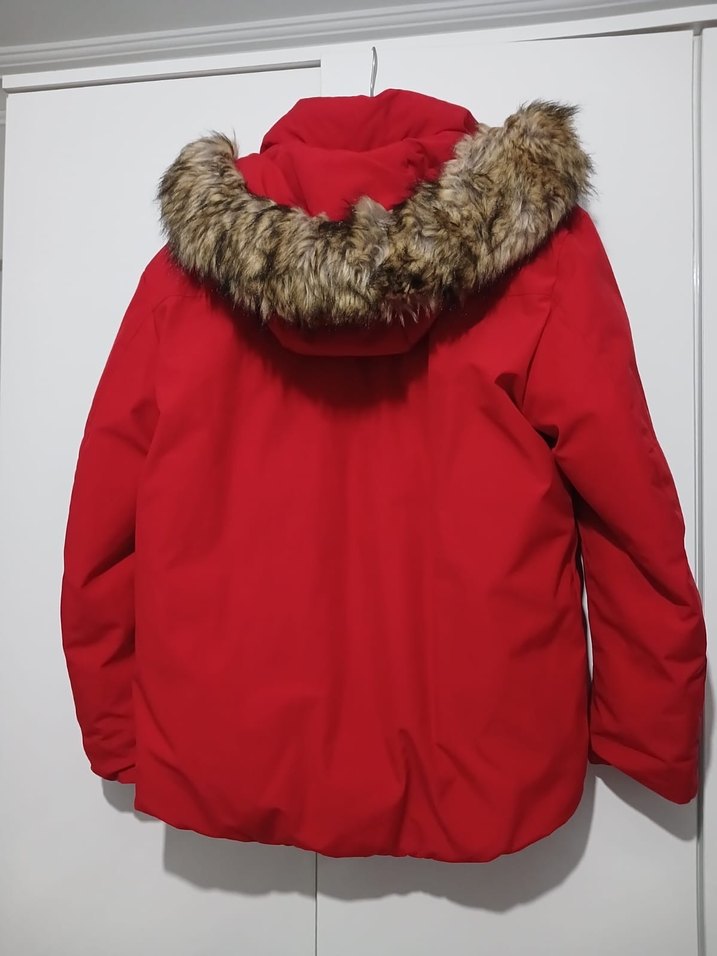 Kürklü Kırmızı  erkek  Kışlık Mont - Görsel 4