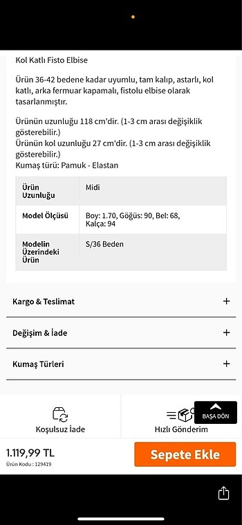 Zara Zara model Turuncu elbise m beden