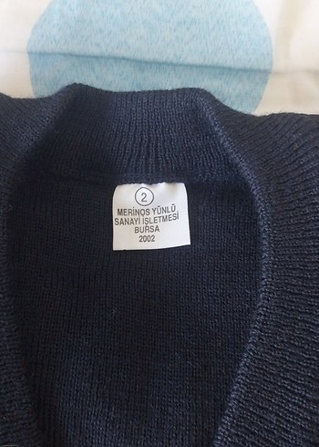 V Yaka Mavi Erkek Yün Kazak - Görsel 2