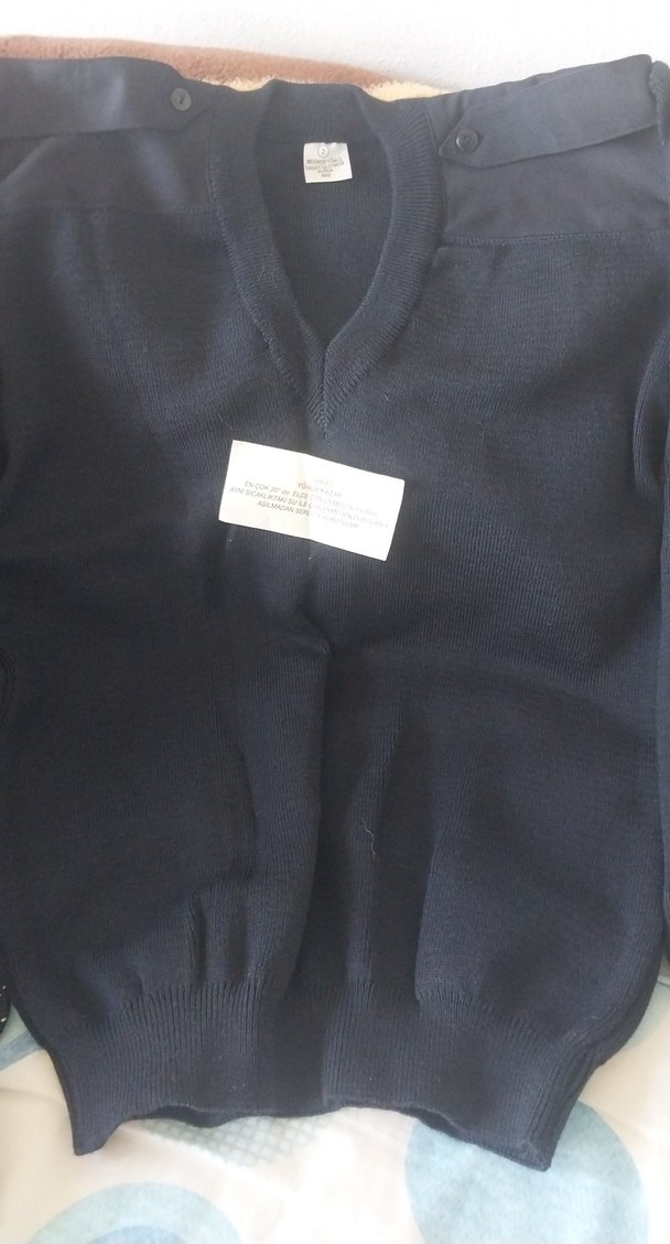 V Yaka Mavi Erkek Yün Kazak - Görsel 5