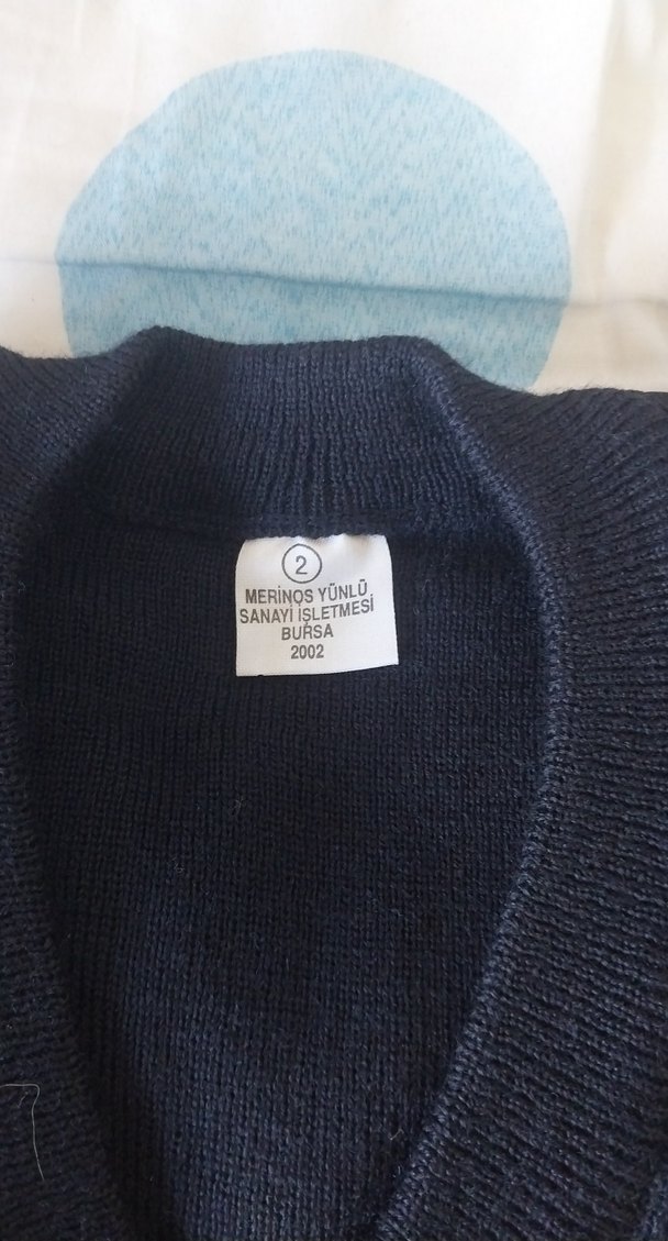 V Yaka Mavi Erkek Yün Kazak - Görsel 2