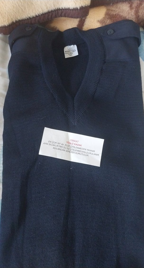 V Yaka Mavi Erkek Yün Kazak - Görsel 4