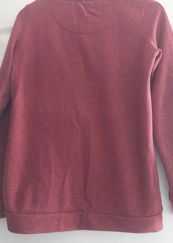 Bordo Uzun Kollu Parlak Baskılı Sweatshirt - Görsel 6