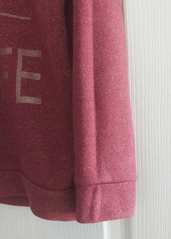 Bordo Uzun Kollu Parlak Baskılı Sweatshirt - Görsel 2