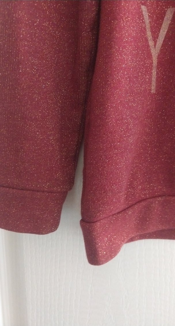 Bordo Uzun Kollu Parlak Baskılı Sweatshirt - Görsel 5