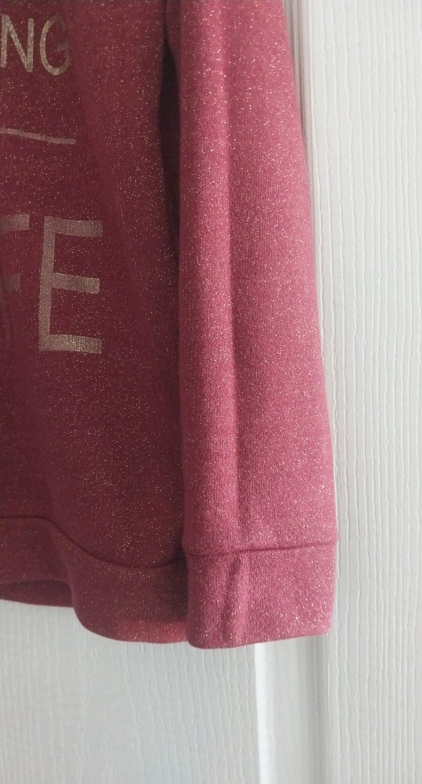 Bordo Uzun Kollu Parlak Baskılı Sweatshirt - Görsel 2