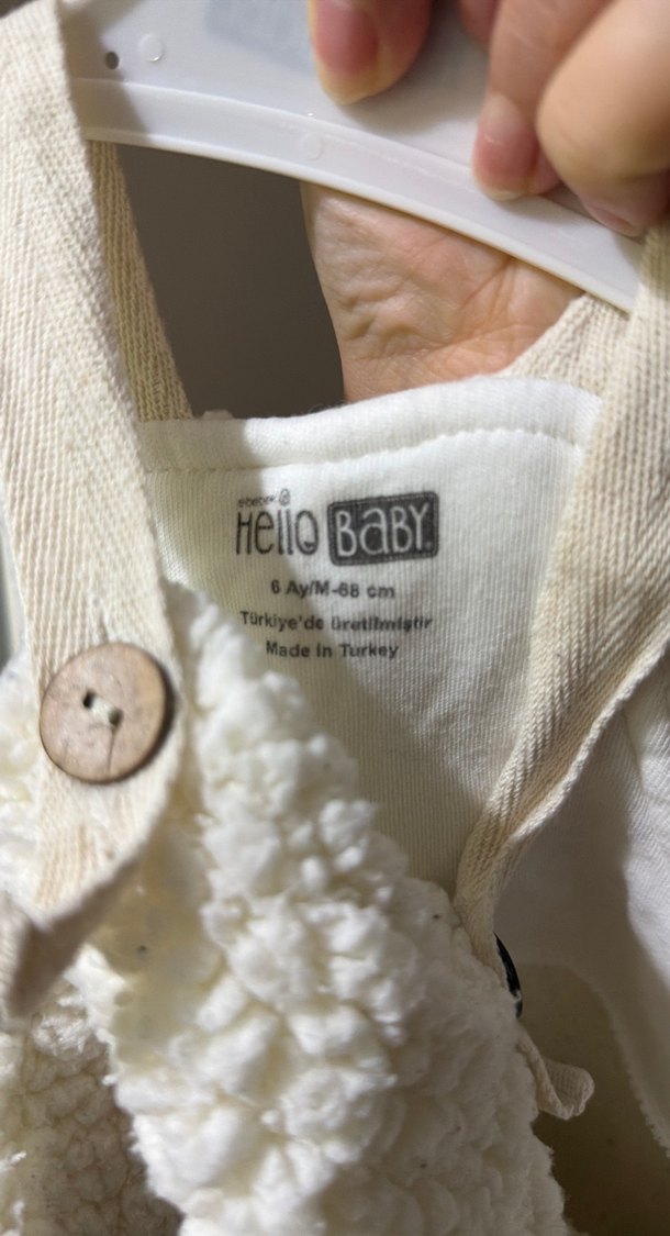 Beyaz Peluş Bebek Kış Tulumu - Görsel 4