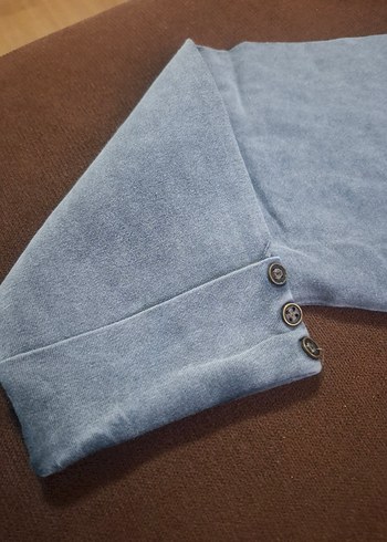 Awşin Marka Gri Düğmeli Uzun Kollu  Sweatshirt - Görsel 2