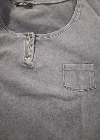 Awşin Marka Gri Düğmeli Uzun Kollu  Sweatshirt - Görsel 6