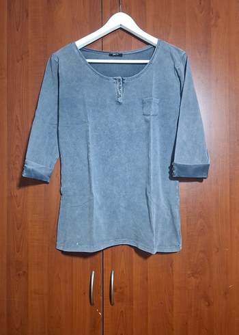 Awşin Marka Gri Düğmeli Uzun Kollu  Sweatshirt - Görsel 3