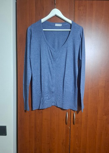 Yessica Marka Düğmeli Mavi Kadın Hırka - Görsel 2