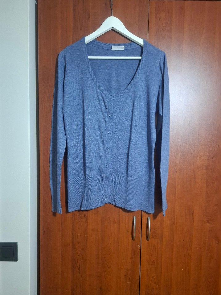 Yessica Marka Düğmeli Mavi Kadın Hırka - Görsel 2