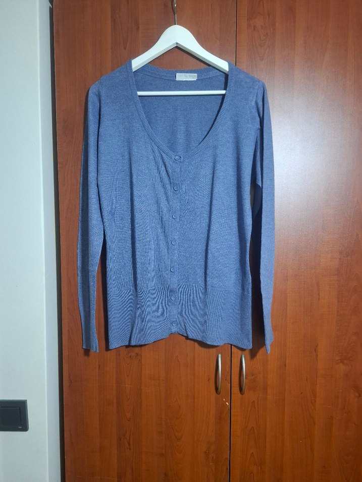 Yessica Marka Düğmeli Mavi Kadın Hırka - Görsel 3