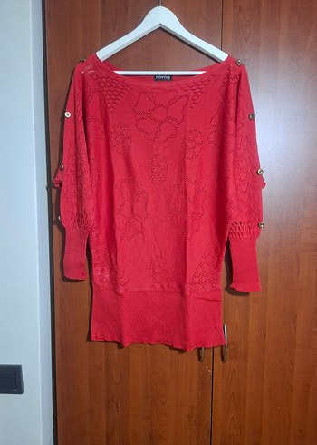 Mintaş Marka Kırmızı Ajurlu Kazak - Görsel 2