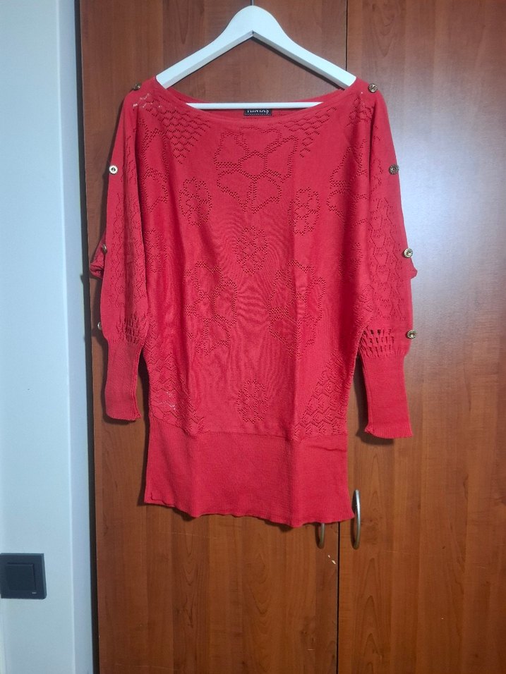 Mintaş Marka Kırmızı Ajurlu Kazak - Görsel 4