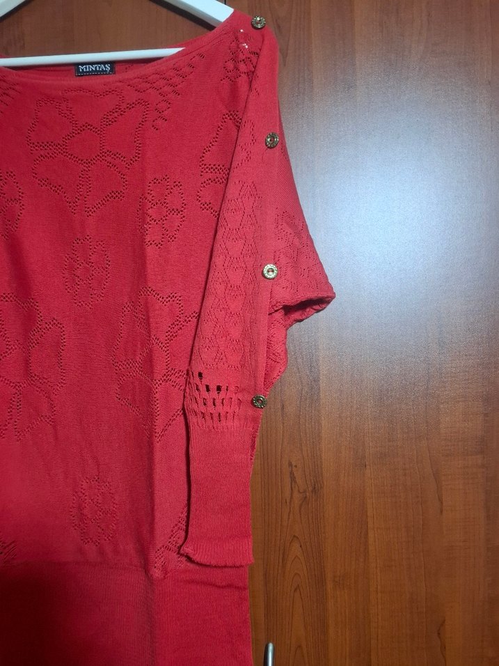 Mintaş Marka Kırmızı Ajurlu Kazak - Görsel 3