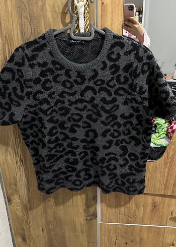 LC Waikiki Leopar Desenli Kisa Kollu Triko Kazak