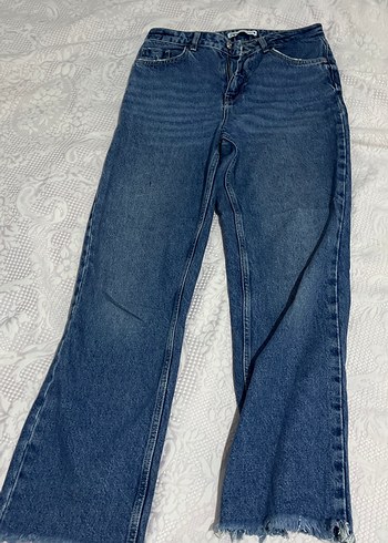 Zara Mavi Yikamali Yuksek Bel Denim Jean