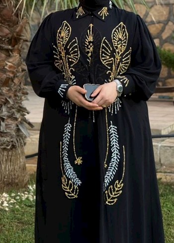 diğer Beden siyah Renk İşlemeli Siyah Uzun Elbise