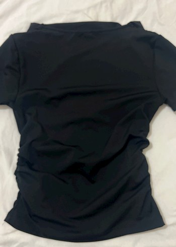 Drapeli Siyah V-Yaka Hamile Tişörtü - Görsel 2