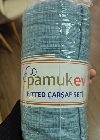Pamukev Mavi Baskılı Lastikli Çarşaf Seti