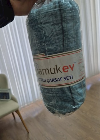 Beden turkuaz Renk Pamukev Mavi Baskılı Lastikli Çarşaf Seti