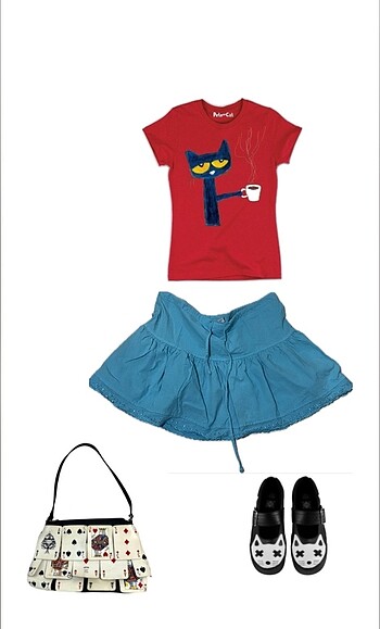 Canlı mavi lolita mini etek