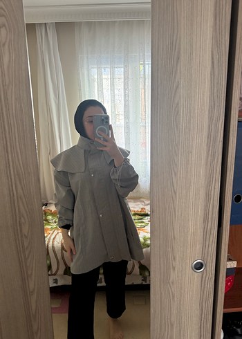 Gri Midi Boy Kadın Trençkot - Görsel 3