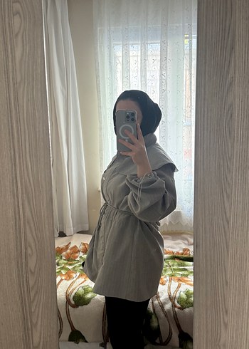 Gri Midi Boy Kadın Trençkot - Görsel 4