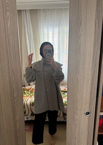 Gri Midi Boy Kadın Trençkot - Görsel 7