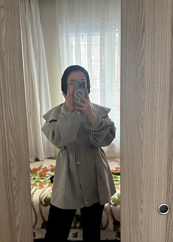 Gri Midi Boy Kadın Trençkot - Görsel 2