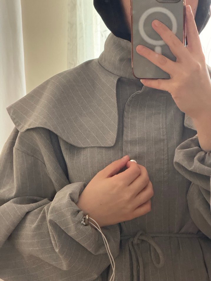 Gri Midi Boy Kadın Trençkot - Görsel 5