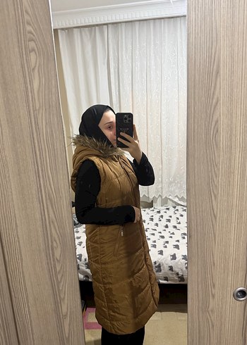 Kahverengi Kürklü Midi Kadın Kış Yeleği - Görsel 2