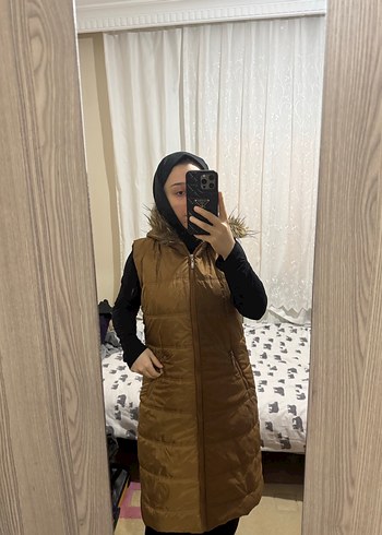 Kahverengi Kürklü Midi Kadın Kış Yeleği - Görsel 3