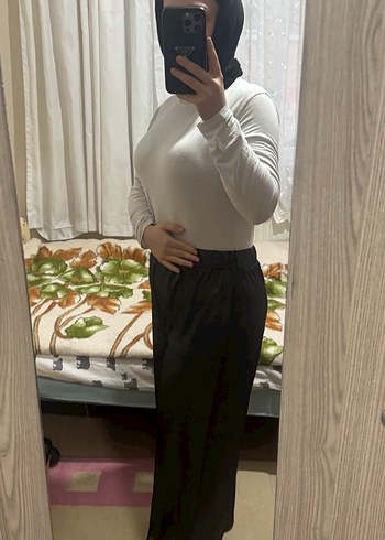 Siyah Salaş Kadın İspanyol Paça Pantolon - Görsel 2