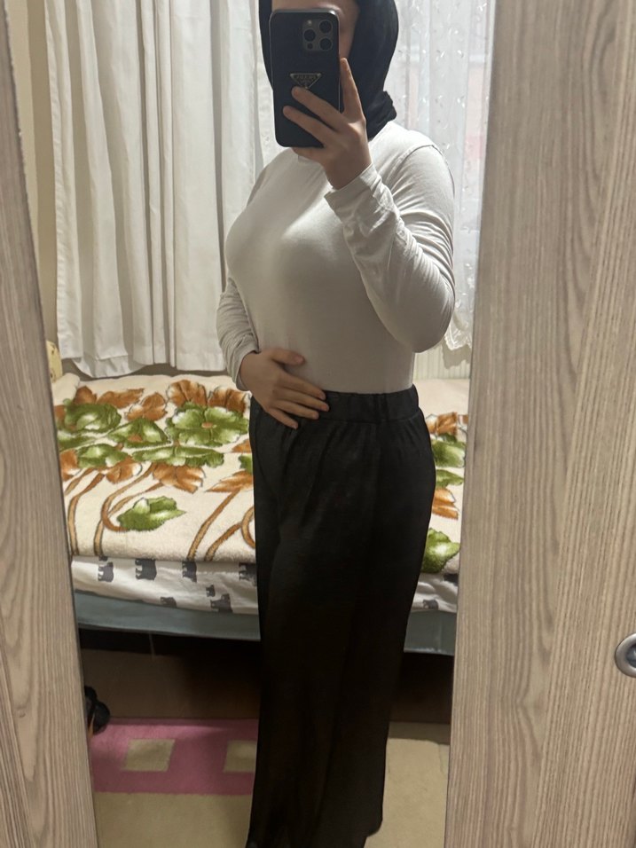 Siyah Salaş Kadın İspanyol Paça Pantolon - Görsel 2