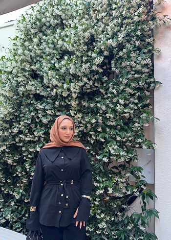 Siyah Kemerli Midi Kadın Trençkot - Görsel 2