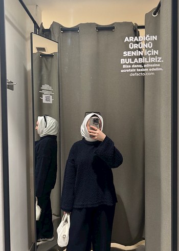 Lacivert Yüksek Yakalı Kadın Sweatshirt - Görsel 2