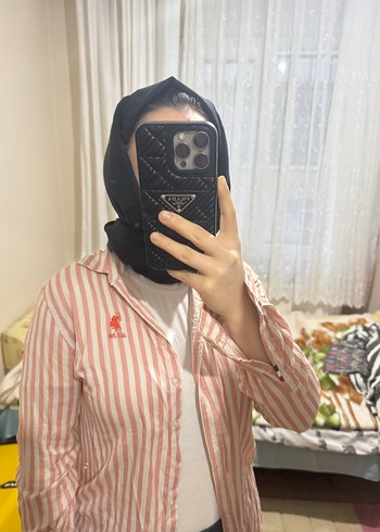 Turuncu bej  Zebra Desenli Uzun Kollu Kadın Gömlek - Görsel 8