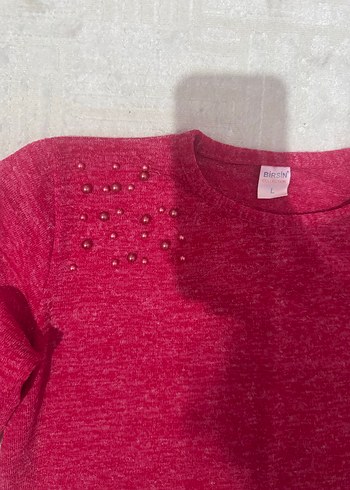 Uzun Kollu Kırmızı Triko Kazak - Görsel 2