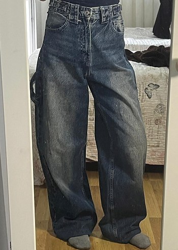 Bershka ayarlanabilir balon kesin carpenter jeans