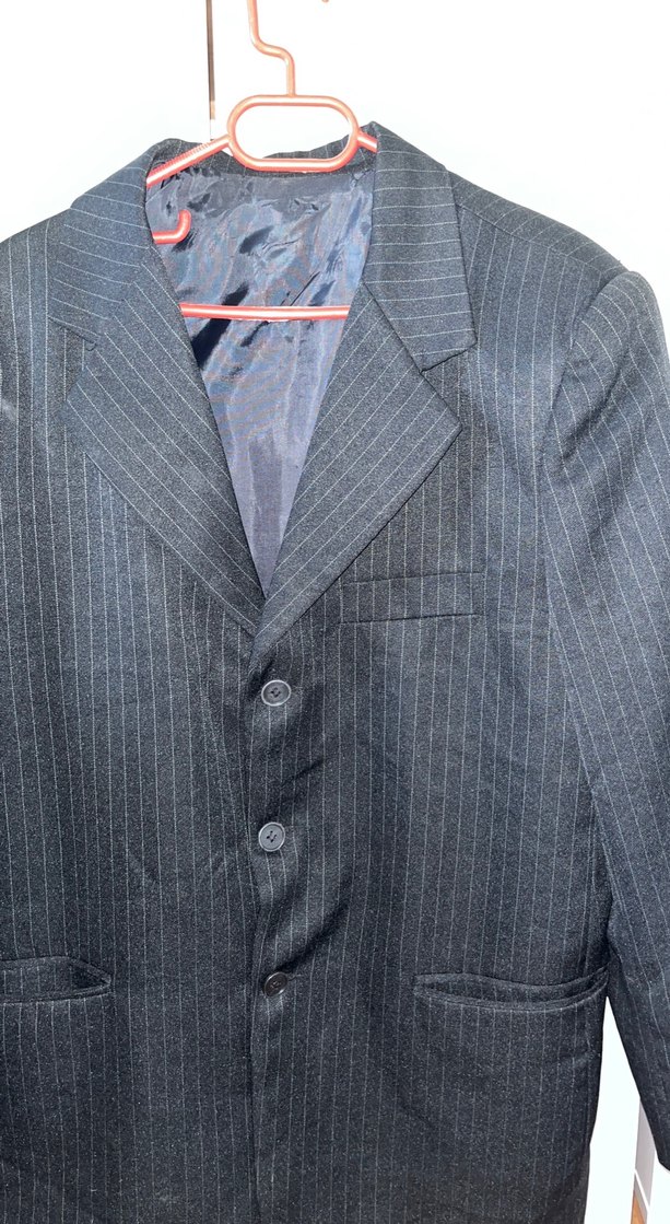 Koyu lacivert çizgili blazer çeket - Görsel 2